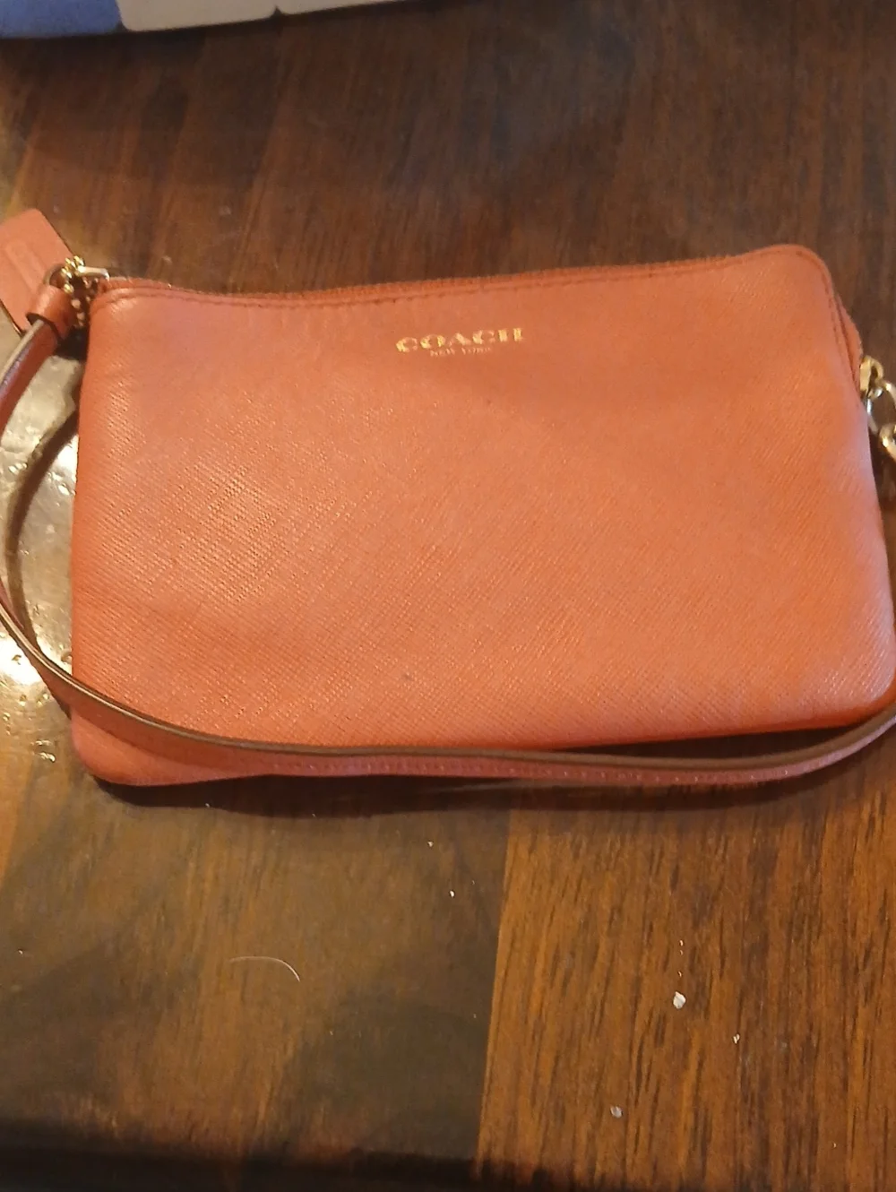 Coach Coral Saffiano Leather Wristlet